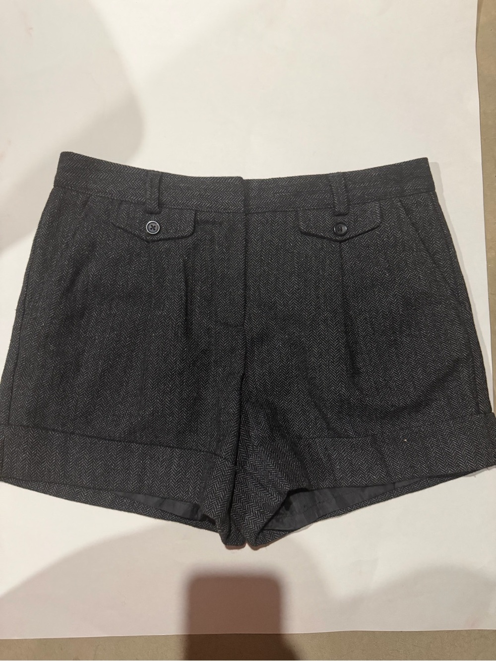 Lands' End Dark Gray Herringbone Women's Bermuda Shorts